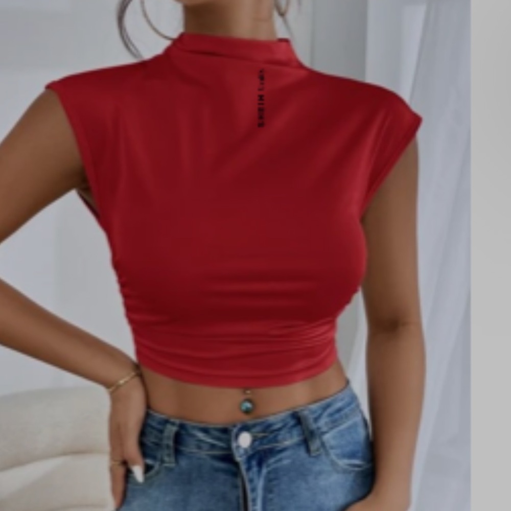 Red Unity Mock Neck Top